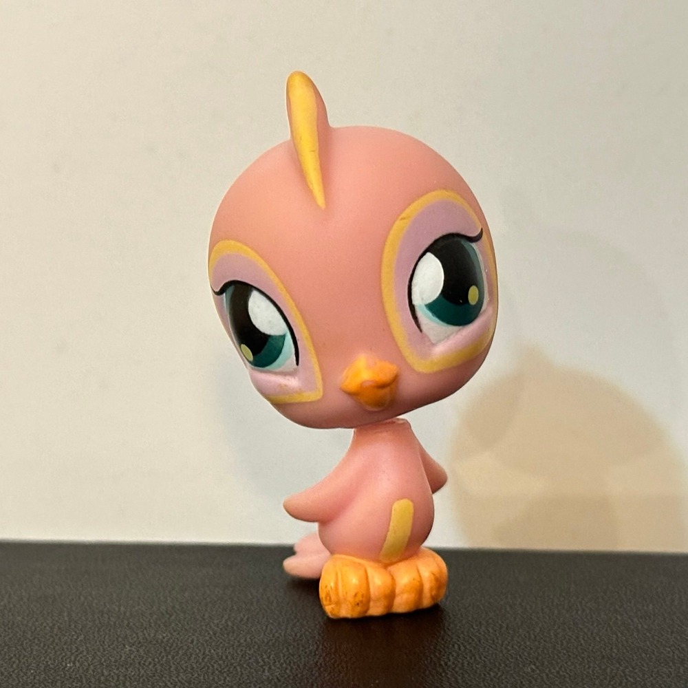 Littlest Pet Shop LPS 12 Pink Yellow Parakeet Bird Blue
